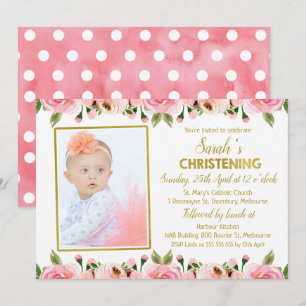 Convite Dourado Floral Cristal Rosa