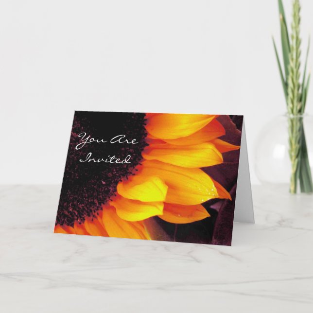 Convite Dourado Floral De Girassol Você É Convidado Para C (Frente)