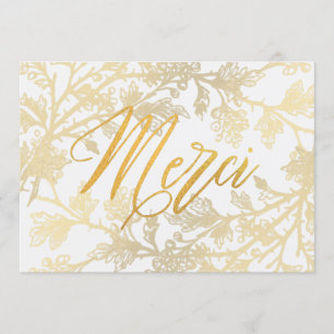 Convite Dourado Floral Elegante Merci Personalizado Obriga