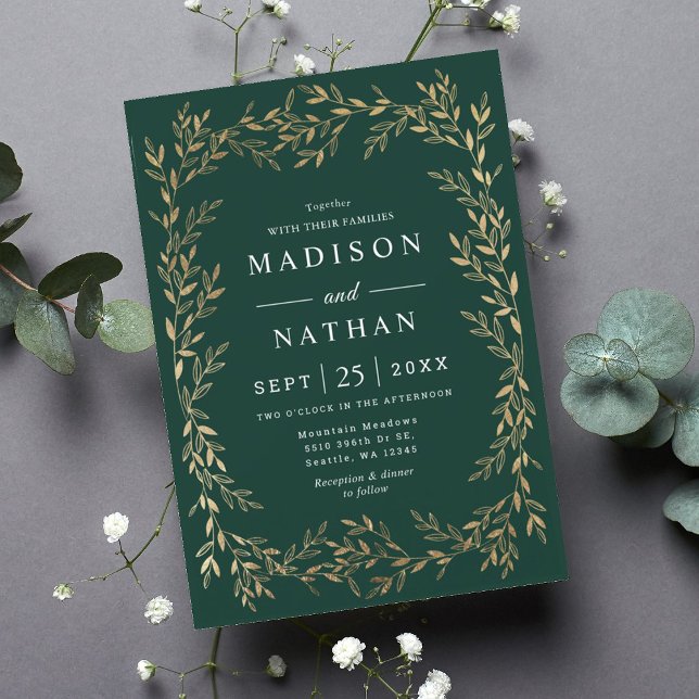 Convite Dourado Floral para Casamento Vitoriano (Criador carregado)