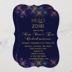 Convite Dourado fogos de artifício coloridos no início do