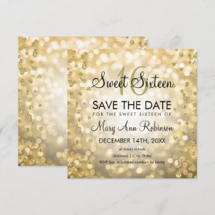 Convite Dourado Glam Doce 16 Dezesseis Luzes Leves