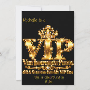 Convite Dourado Glamouroso Aniversário de 60 anos Era VIP