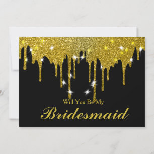 Convite Dourado Glitter Confetti será minha dona de casa