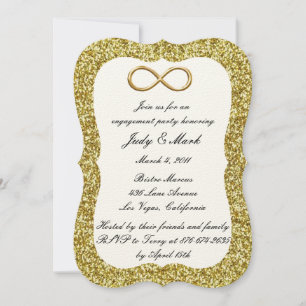 Convite Dourado Glitter Dourado Infinity Festa de noivado 