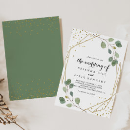 Convite Dourado Glitter Greenery Eucalyptus Casamento De