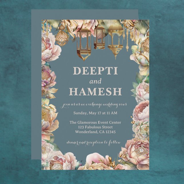 Convite Dourado índio Mehndi árabe Noites Pastel (Criador carregado)