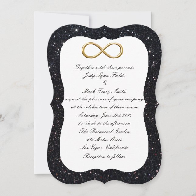 Convite Dourado Infinito De Casamento Com Largura  (Frente)
