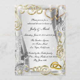 Convite Dourado Janto de Ensaios de Casamentos Corações Co