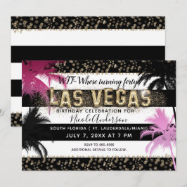 Convite Dourado LAS VEGAS Árvores Palmeira Brilho Festa de