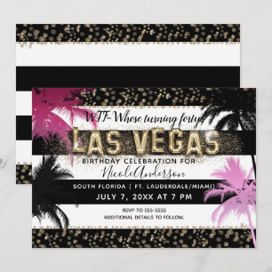 Convite Dourado LAS VEGAS Árvores Palmeira Brilho Festa de