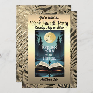 Convite Dourado Leaf Motif