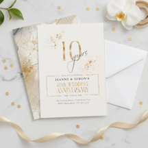 Dourado Line Floral 10th Anniversário ID1169