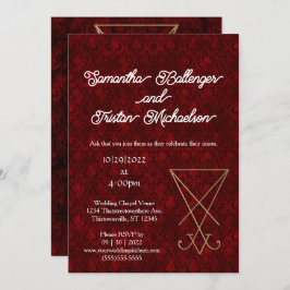 Convite Dourado Lucifer Sigil no Casamento Satânico de Red