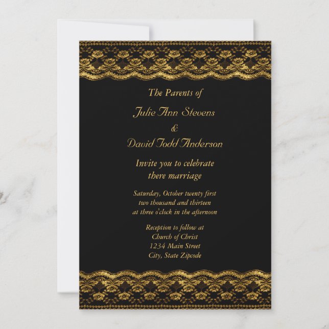 Convite Dourado lugar no Casamento Negro (Frente)