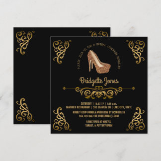 Convite Dourado Luncheon Bridal| Chá de casamento