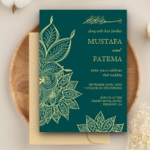 Dourado Mar Verde Mehendi Henna Casamento Islâmico