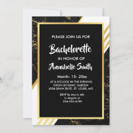 Convite Dourado mármore stripes tipografia solteiro preto