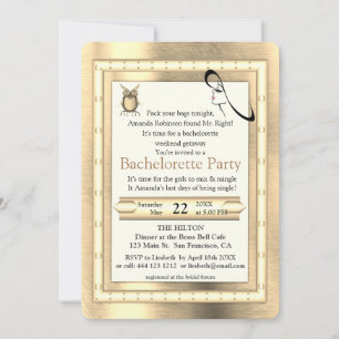 Convite Dourado metálico, Prata - Bachelorette