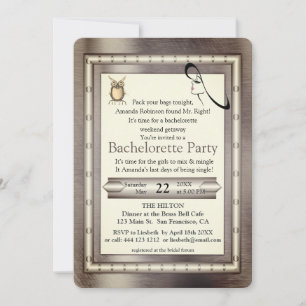 Convite Dourado metálico, Prata - Bachelorette