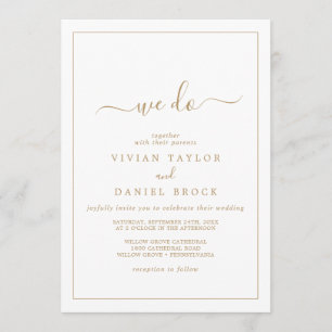 Convite Dourado minimalista fazemos casamento