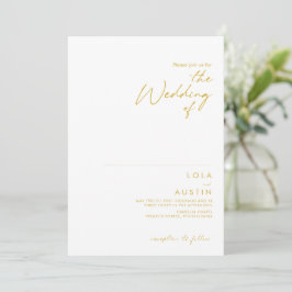 Convite Dourado Minimalista Moderno O Casamento De