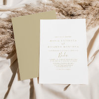 Convite Dourado Minimalista para Casamento Espanho