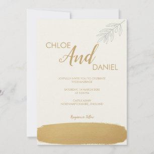 Convite Dourado Mínimo para Casamento do Branch Ol