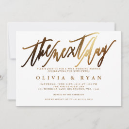 Convite Dourado na manhã seguinte ao brunch do casamento p
