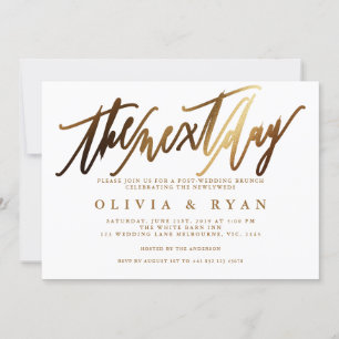 Convite Dourado na manhã seguinte ao brunch do casamento p