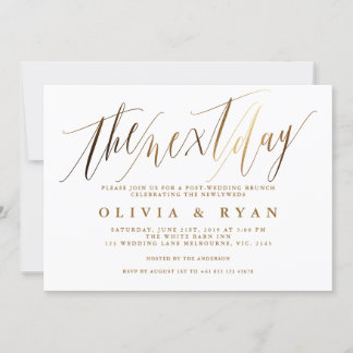 Convite Dourado na manhã seguinte ao brunch do casamento p