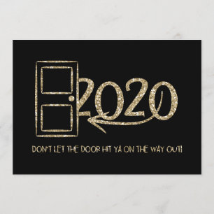 Convite Dourado Não deixe a porta bater na saída!