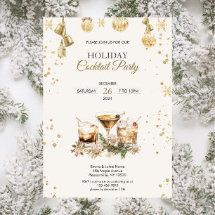 Convite Dourado Natal do Partido Cocktail de Férias Modern
