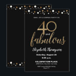 Convite Dourado negro 40 e fabulosa Festa de aniversário s<br><div class="desc">"40 e Fabuloso",  que aniversário marcante. Personalize este convite surpresa de chic com ouro,  confete branco em preto. Inclua todos os detalhes da parte para os convidados,  localize os suprimentos da parte correspondente desta coleção. 

*efeito ouro é um gráfico impresso</div>