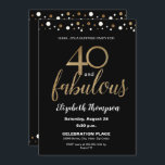 Convite Dourado negro 40 e fabulosa Festa de aniversário s<br><div class="desc">"40 e Fabuloso",  que aniversário marcante. Personalize este convite surpresa de chic com ouro,  confete branco em preto. Inclua todos os detalhes da parte para os convidados,  localize os suprimentos da parte correspondente desta coleção. 

*efeito ouro é um gráfico impresso</div>