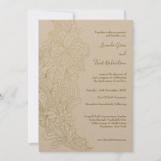 Convite Dourado Noivado Natural de Casamento da KRAFT