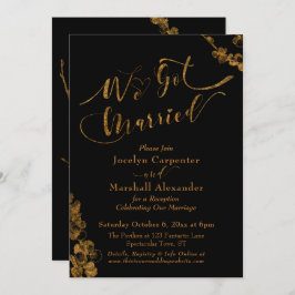 Convite Dourado Nos Casamos com Botânicos em Preto
