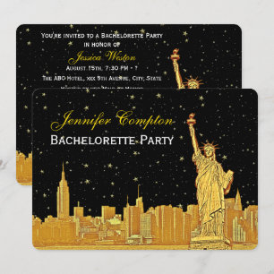 Convite Dourado NYC Silhueta #2 Preto Estrelado BGH Chá de