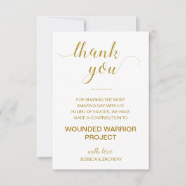 Convite Dourado Obrigado Doação para Casamento de Caridade