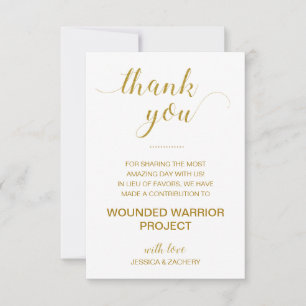 Convite Dourado Obrigado Doação para Casamento de Caridade