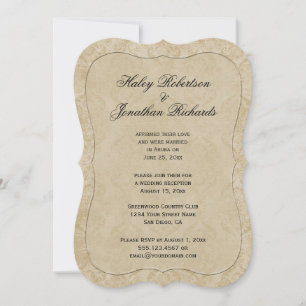 Convite Dourado Pálido Tan Damask Recepção Apenas