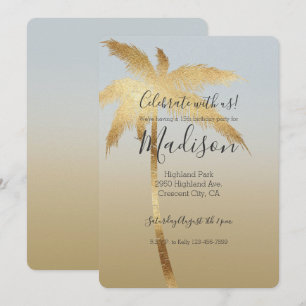 Convite Dourado Palm Tree Ombre