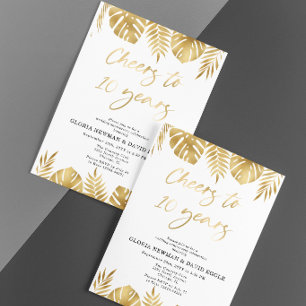 Convite Dourado para aniversário de 10 casamentos