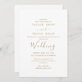 Convite Dourado para Casamento Caligráfico