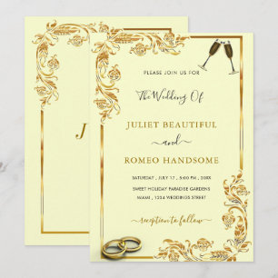 Convite Dourado para casamento com estrutura flex