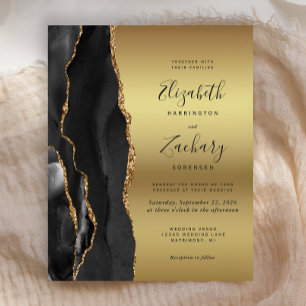 Convite Dourado para Casamento com Glam Gato Preto