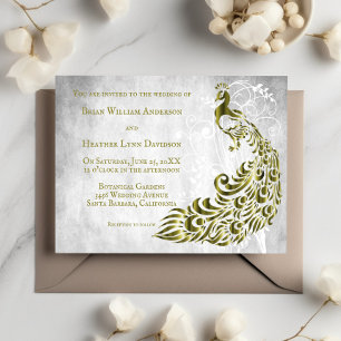 Convite Dourado para Casamento com Vinha Folha de 