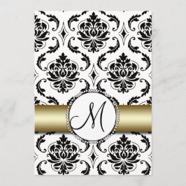 Convite Dourado para Casamento Damasco Negro