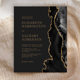 Convite Dourado para Casamento de Agata Negra Orgu