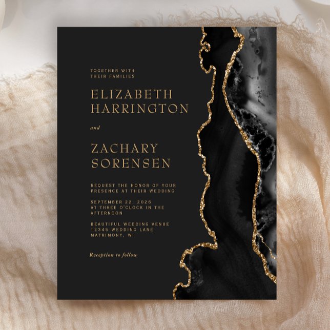 Convite Dourado para Casamento de Agata Negra Orgu (Criador carregado)